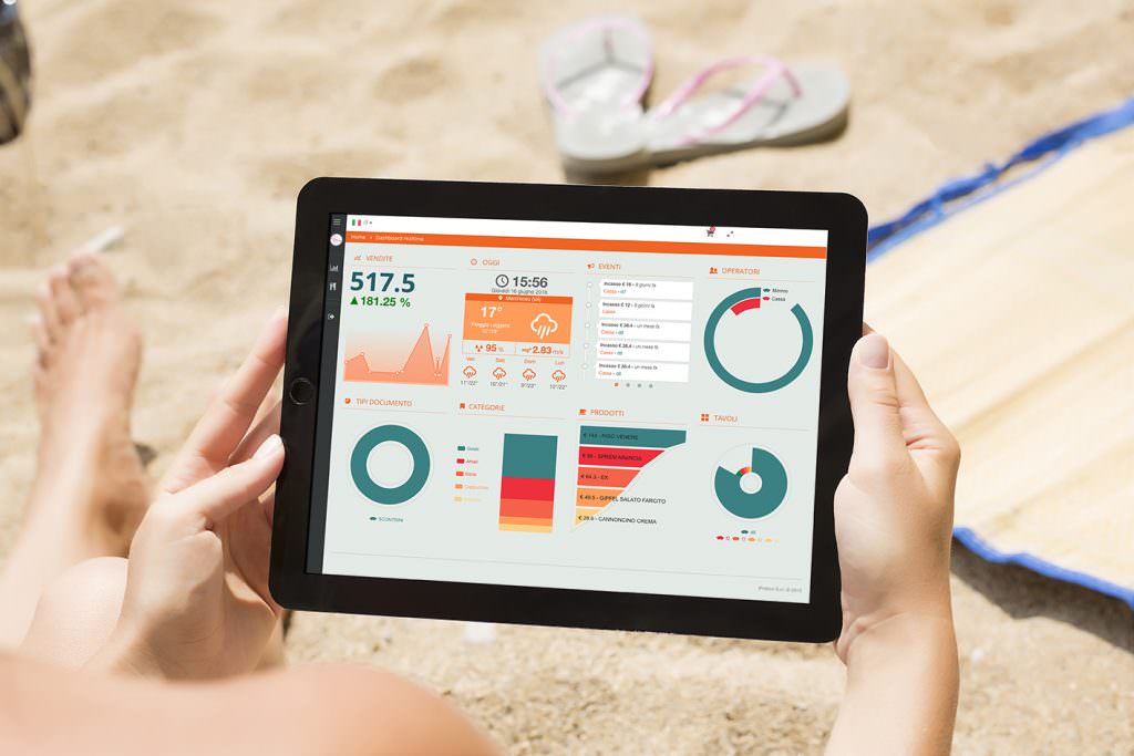Puoi, comodamente sdraiato in spiaggia, consultare le statistiche e controllare la tua attività (nella foto: nuovo design di iPratico Cloud)